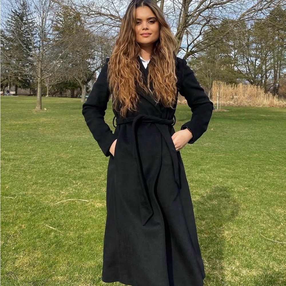 Elegant Black Long Coat Karl lagerfeld